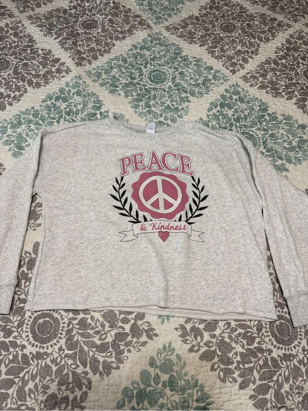 Peace & Kindness Pink Graphic Sweatshirt - girls  Cozy Crewneck